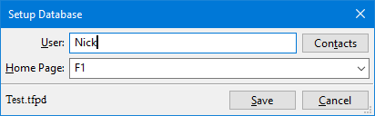 Startup Database Dialog